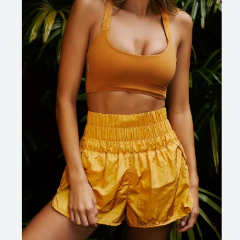 Free people movement way home shorts in gold/yellow